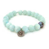 Daisy Warrior Diamond Bracelet | Pave Diamond Flower | Amazonite Gemstones