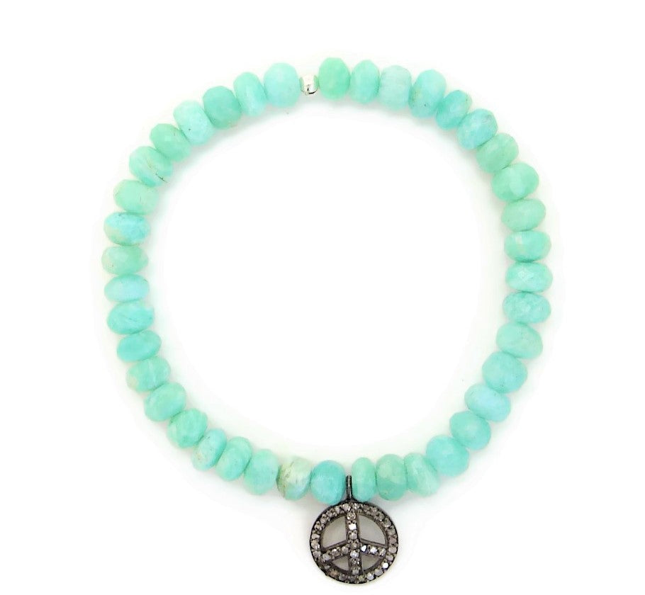 Pave Diamond Peace Amazonite bracelet