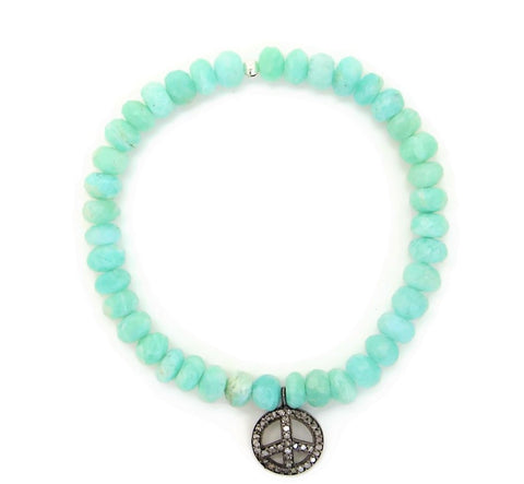 Pave Diamond Peace Amazonite bracelet