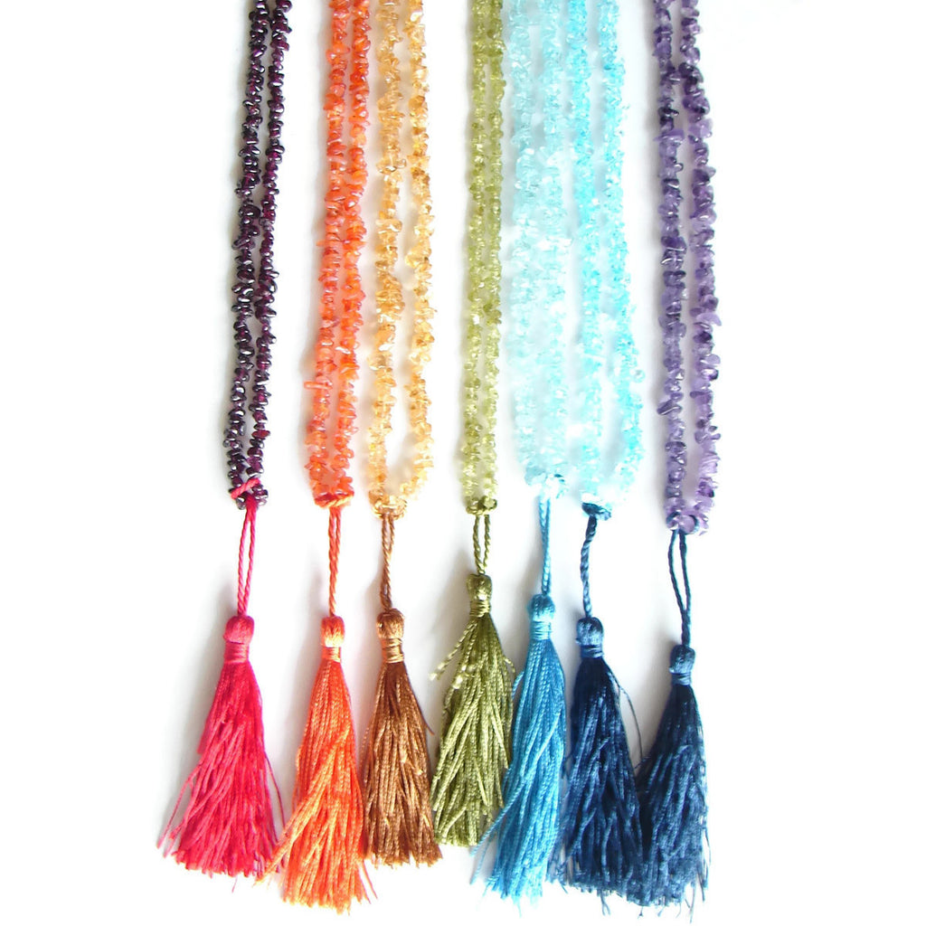 Chakra Gemstone Tassel Necklaces 