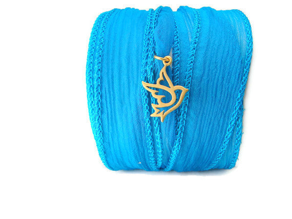 Dove Silk Wrap Bracelet Turquoise