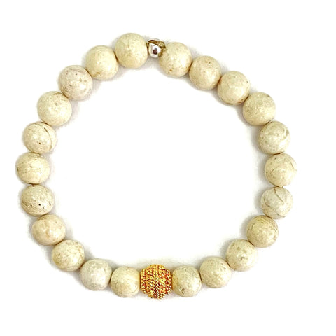 River Rock Gold Bracelet | Mala Prayer Beads