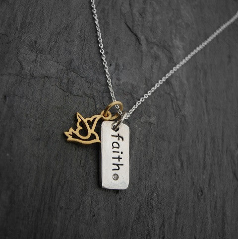 Diamond Necklace | Faith Dove Necklace | Faith Freedom - Pranajewelry
