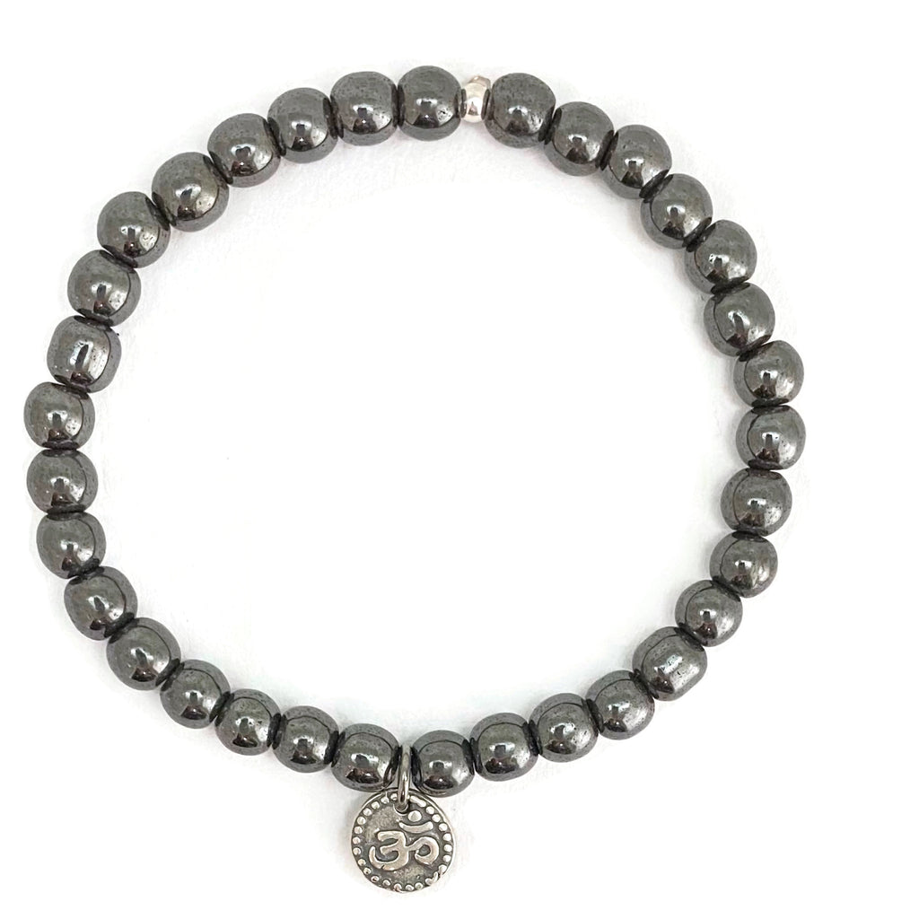 Om Silver Hematite Bracelet | Harmony