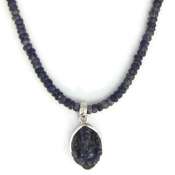 Ganesh Pendant, Sapphire  with Iolite Gemstone