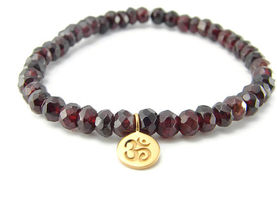 Om Garnet Gemstone Bracelet