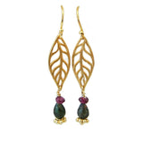 Leaf gemstone earrings