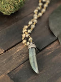 Horn Labradorite Diamond Necklace | Abundance Strength | Protection