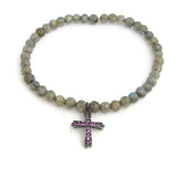 Beaded Diamond Bracelets -Labradorite cross bracelet