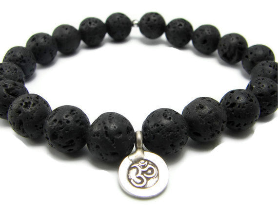 Mens OM Bracelet | Lava Rock