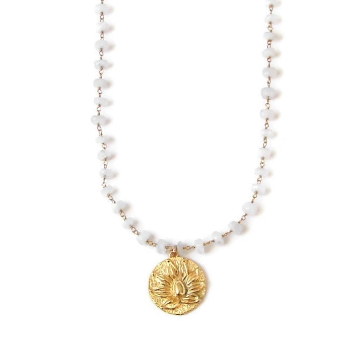 Moonstone Lotus Necklace