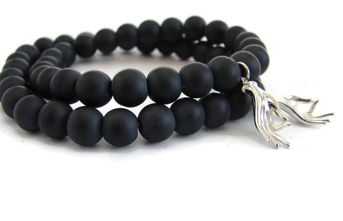 Mudra Black Onyx Bracelet His and Hers Set -