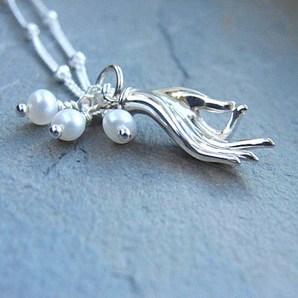 Mudra Pearl Necklace | Purity Tranquility | Buddha's Compassion - Pranajewelry