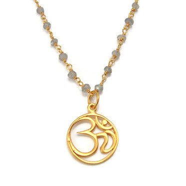 OM Necklace - Labradorite Gemstone - Yoga Jewelry