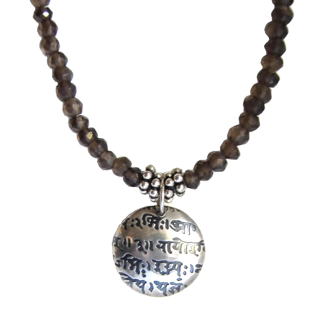 Sanskrit Smokey Quartz Necklace