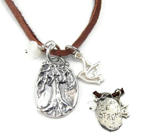 Tree of Life Necklace | Be Strong | Dove Pearl Neckalce | Freedom Grounding Strength - Pranajewelry