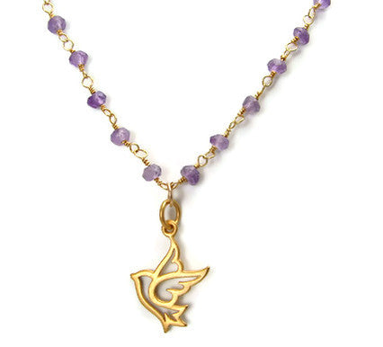 Dove Necklace | Amethyst Gemstone Necklace