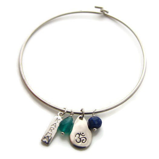 Om Karma silver Bangle