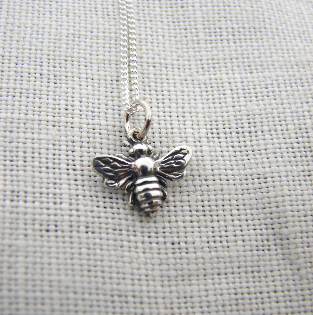 Silver Honey Bee Necklace - Pranajewelry