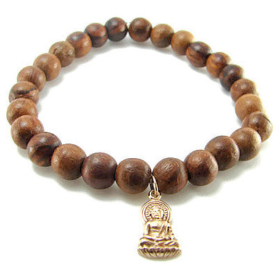 Buddha Bronze Wooden Bracelet - Wisdom Enlightenment - Pranajewelry
