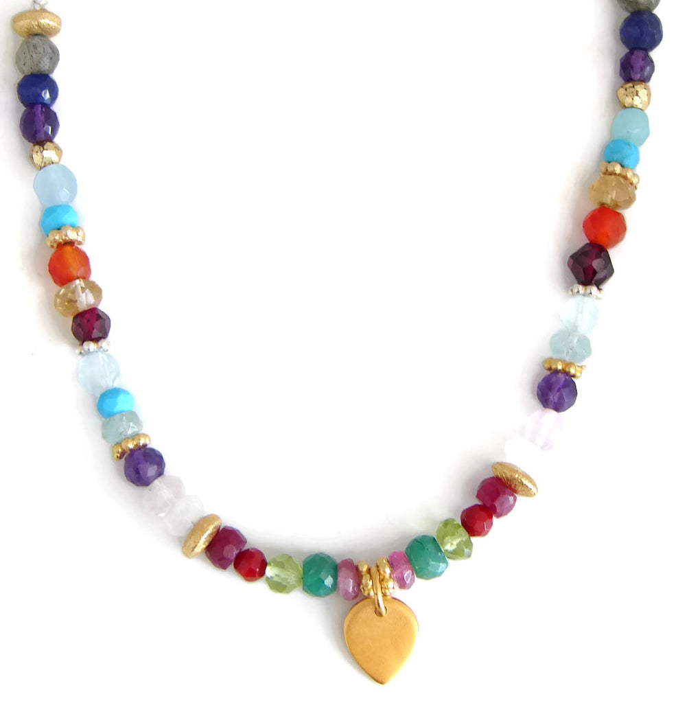 The Celebration of Life - Lotus Petal Necklace with Multi Gemstones - Pranajewelry - 1