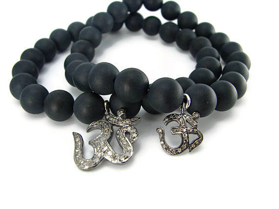 Om Diamond Bracelets | His & Hers Bracelets | Black Onyx, Fidelity Faith - Pranajewelry