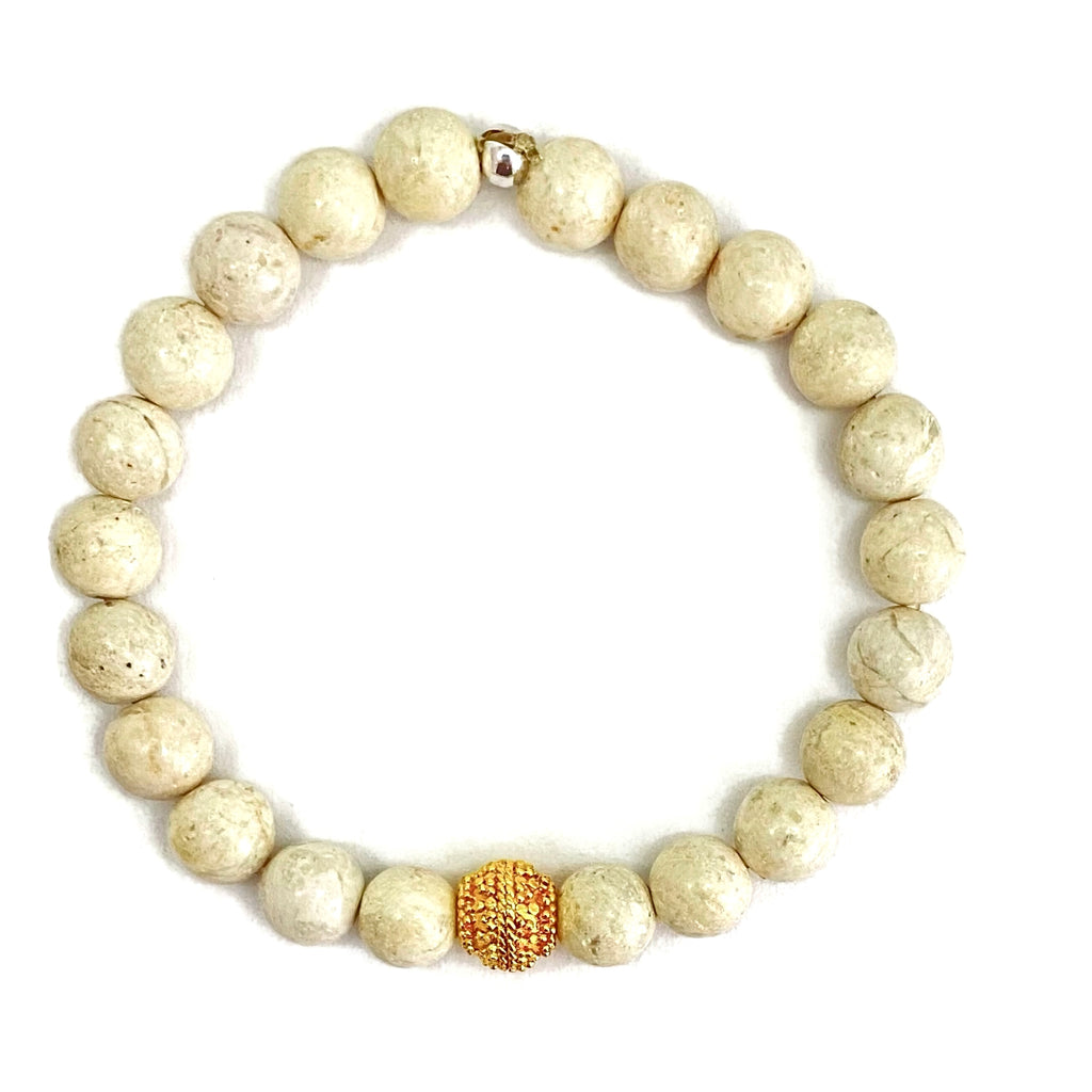 River Rock Gold Bracelet | Mala Prayer Beads