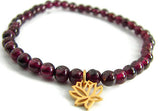 Garnet Lotus Bracelet - Yoga jewelry 