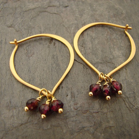 Garnet Lotus Earrings 