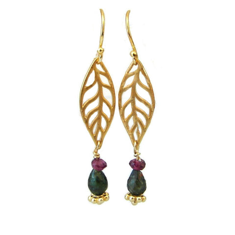 Leaf gemstone earrings 