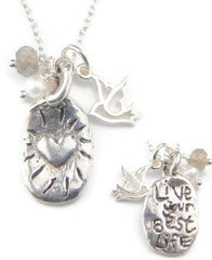 Live Your Best Life Necklace - Live for the Moment Heart - Pranajewelry