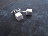 Sterling Silver Cube Earrings - Simple beauty - Pranajewelry - 1