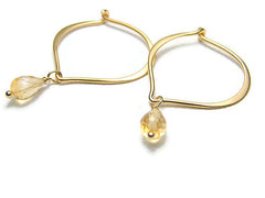 Lotus Citrine Earrings Hoops