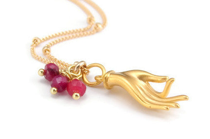 Ruby Mudra Gold Necklace