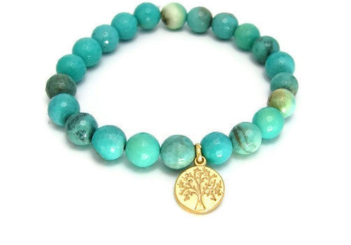 Tree of life Chrysoprase Gemstones Bracelet - Nurture Success - Pranajewelry - 1