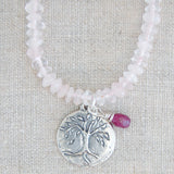 Tree of Life Necklace | Ruby | Rose Quartz - Pranajewelry - 3