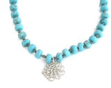 Turquoise Chrysanthemum Flower Necklace - Friendship Hope Truth - Pranajewelry - 1