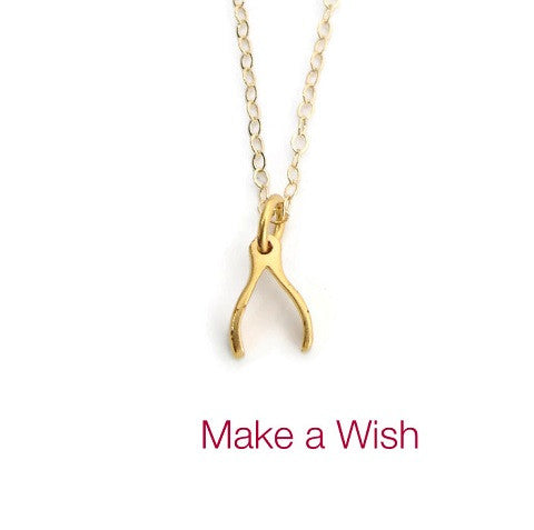 Make Your Dreams Come True Gold Wishbone Necklace - Pranajewelry