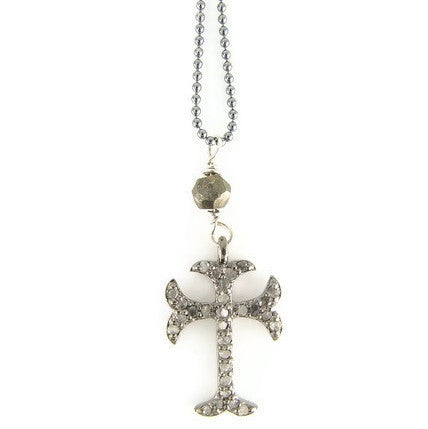 Pave Diamond Cross Necklace - Devotion Protection - Pranajewelry