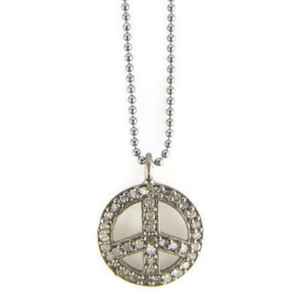 Pave Diamond Peace Pendant Necklace 