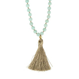 Mala Necklace | Amazonite Mala Prayer Beads | Tassel Necklace - Pranajewelry - 1