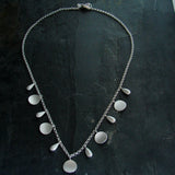 Rain Drop Sunburst Necklace - Brushed Sterling Silver - Simply Beauty - Pranajewelry - 1