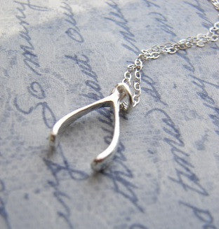 Silver Wishbone Necklace - A Dream is a Wish from the Heart - Pranajewelry